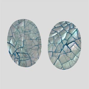 Vintage Earrings Large Oval Button Abalone Micro Mosaic Studs